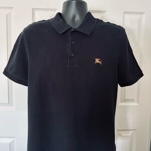 Burberry Black Polo Shirt with Tan Log